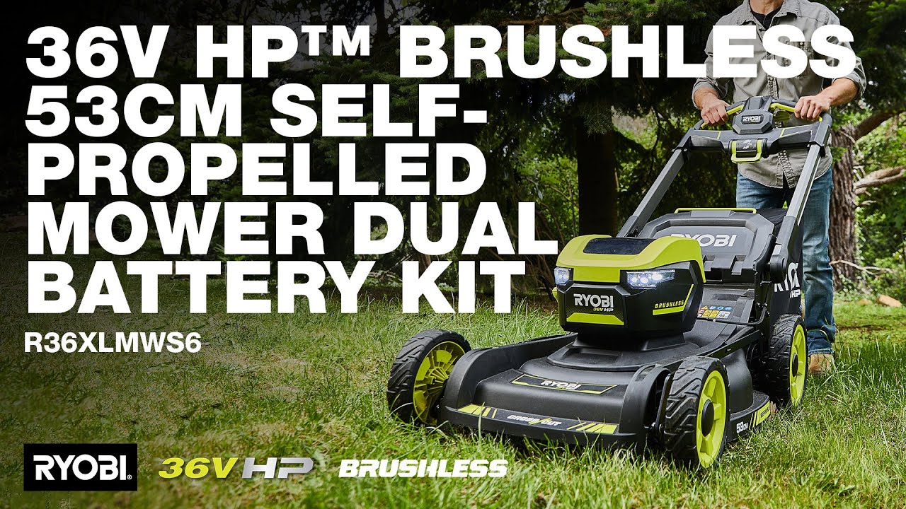 RYOBI 36V HP™ Brushless 53cm Self-Propelled Dual Battery Lawn Mower Kit (R36XLMWS6) in action